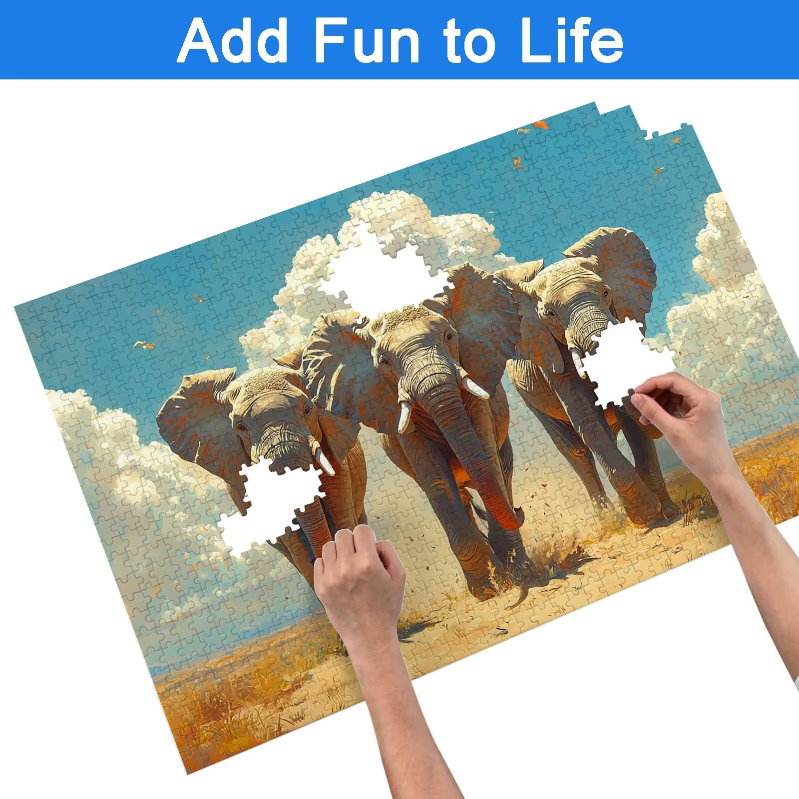Puzzle 3000 Pezzi Elefante, Puzzle Africa 3000 Pezzi Arte per Adulti e Bambini, Misura: 122x81 cm, Puzzles Legno per Adulti con Squisita Scatola di Imballaggio, Idea Regalo Donna, Regalo Uomo, -9161