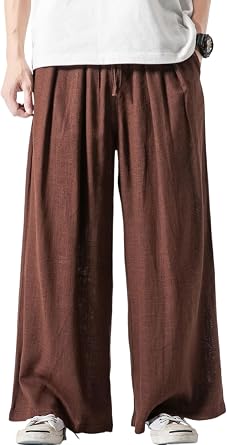 Mens Cotton Linen Pants Causal Harem Pants Elastic Waist Beach Boho Yoga Loose Trousers