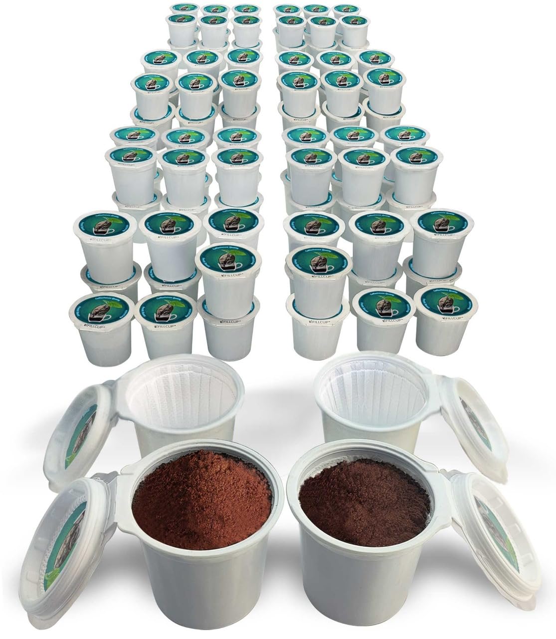 96 iFillCup Pods Green, Fill Your Own Coffee 1 &amp; 5 Needle K Cup Brewers