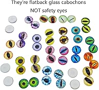 Vista 4 de Julie Wang 50 piezas de ojos de dragón de cristal de 0.236 pulgadas (0.236 in), pequeño camafeo de cabujón de parte trasera plana para joyería
