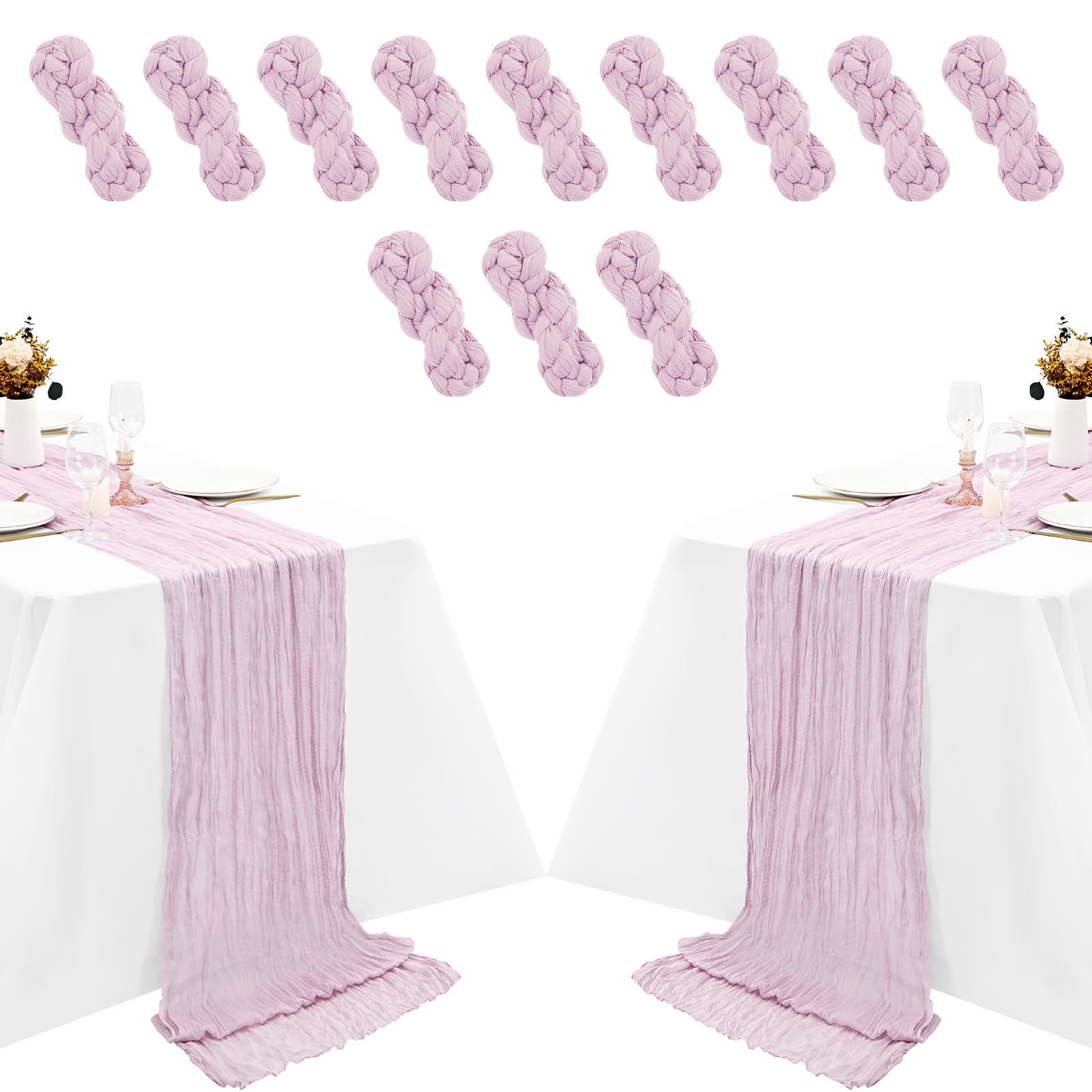 Chemin de table en étamine de qualité supérieure violet et rose de fête