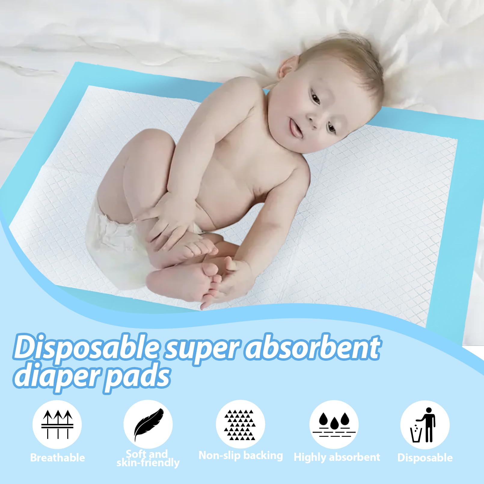 100 almohadillas desechables para bebés, cambiadores desechables de 13 x 18 pulgadas, almohadillas absorbentes para incontinencia, impermeables y a prueba de fugas para protección de bebés