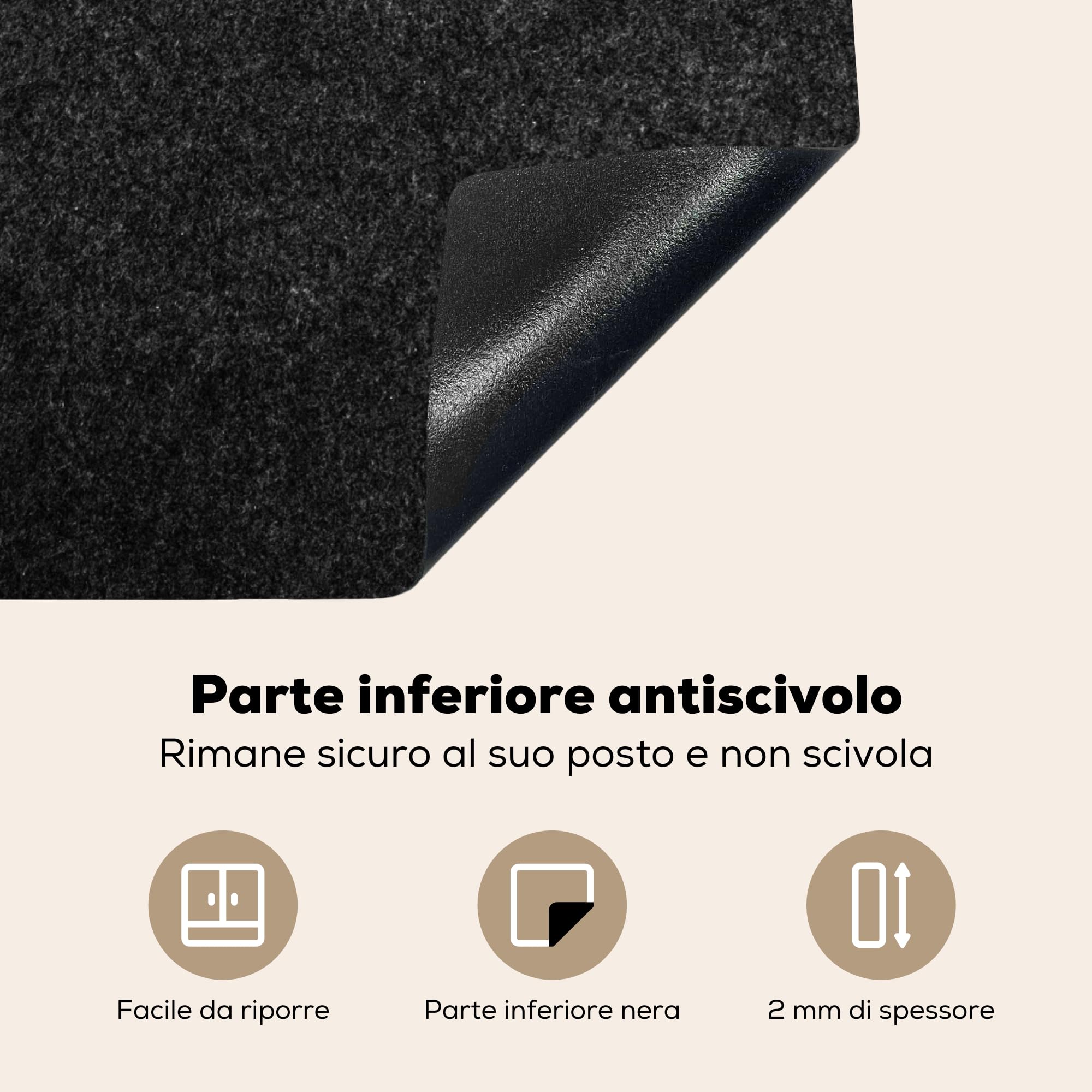 KitchenYeah© Coperchio Piano Cottura 59x52 cm Cucina Copri Fornelli Tappetino Induzione Antiscivolo Piastra Protezione Nero - Granito - Design - Pietra