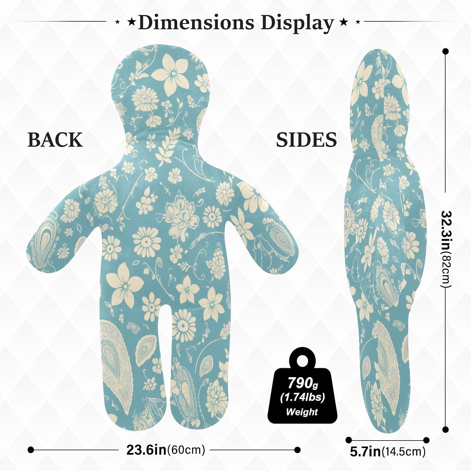 Hypoallergenic Human Pillow Fleece Material Sofa Cushion Back Support for Kids Teal Simple Pattern