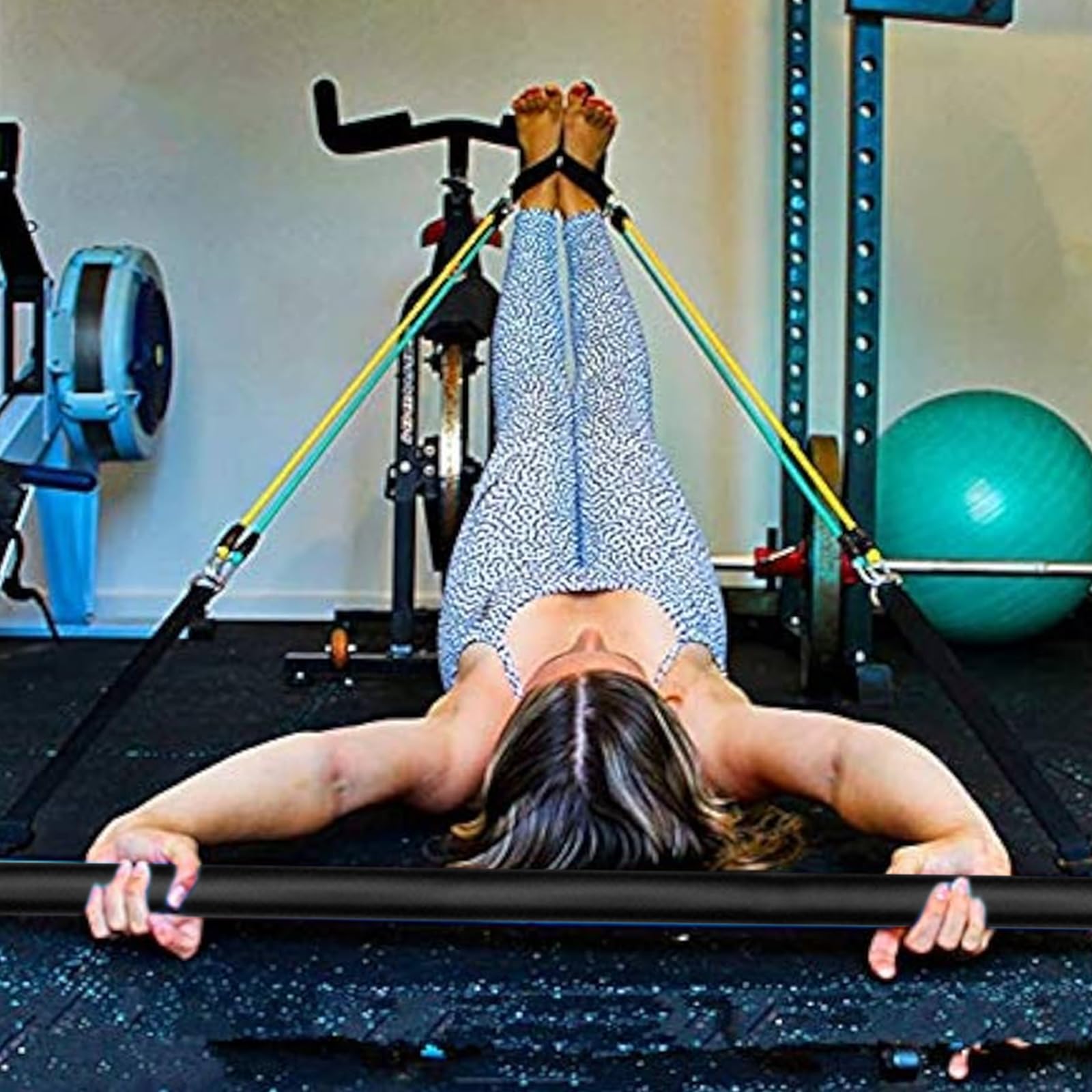 Barra de Pilates Barra,Osuter Barra de Bandas de Resistencia Portátil 100 cm,Barra Gimnasio de Gomas Elasticas Fitness Pilates,para Yoga Entrenamiento de Fuerza, Equipo de Entrenamiento de Ayuda Depor