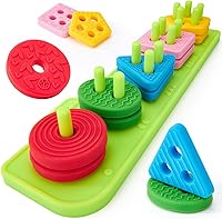 hahaland Soft Silicone Stacking Blocks for Toddlers 1-3 - Montessori Sensory Color Sorting Toys, BPA-Free Textured Educational Gifts for 1 Year Old Boys Girls