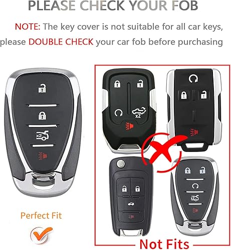 Miniatura 2 de OFFCURVE Funda para llavero de Chevy, protección completa, funda para llavero de automóvil para Chevrolet Malibu Equinox Camaro Cruze Tahoe Traverse