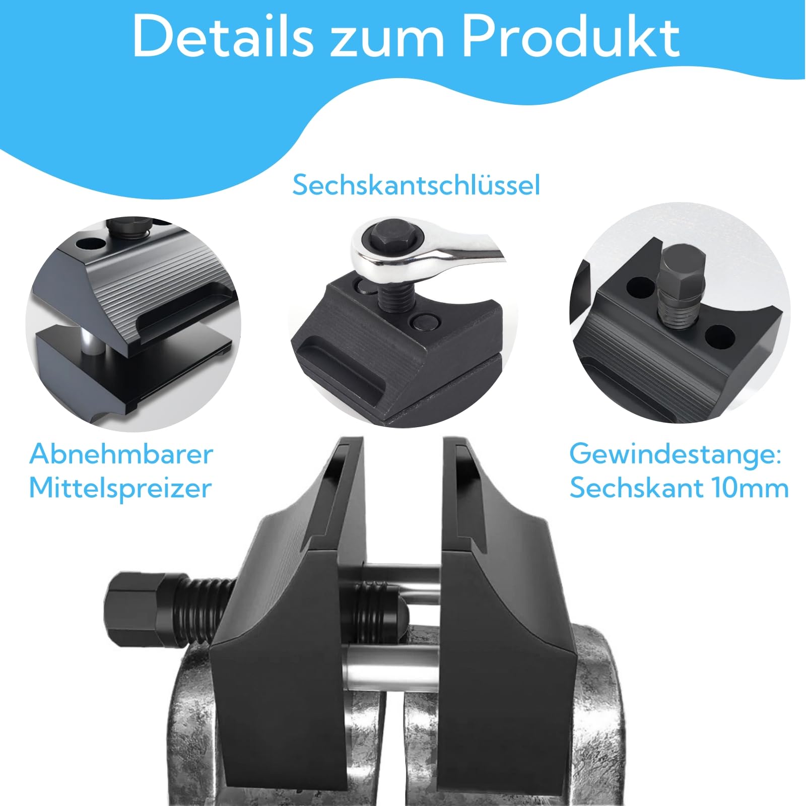 Magicbox Écarteur de jambe de force avec moyeu divisé, écarteur de fusée d'essieu, outil d'écartement de jambe de force de voiture, outil d'écartement de fusée d'essieu, écarteur de manchettes