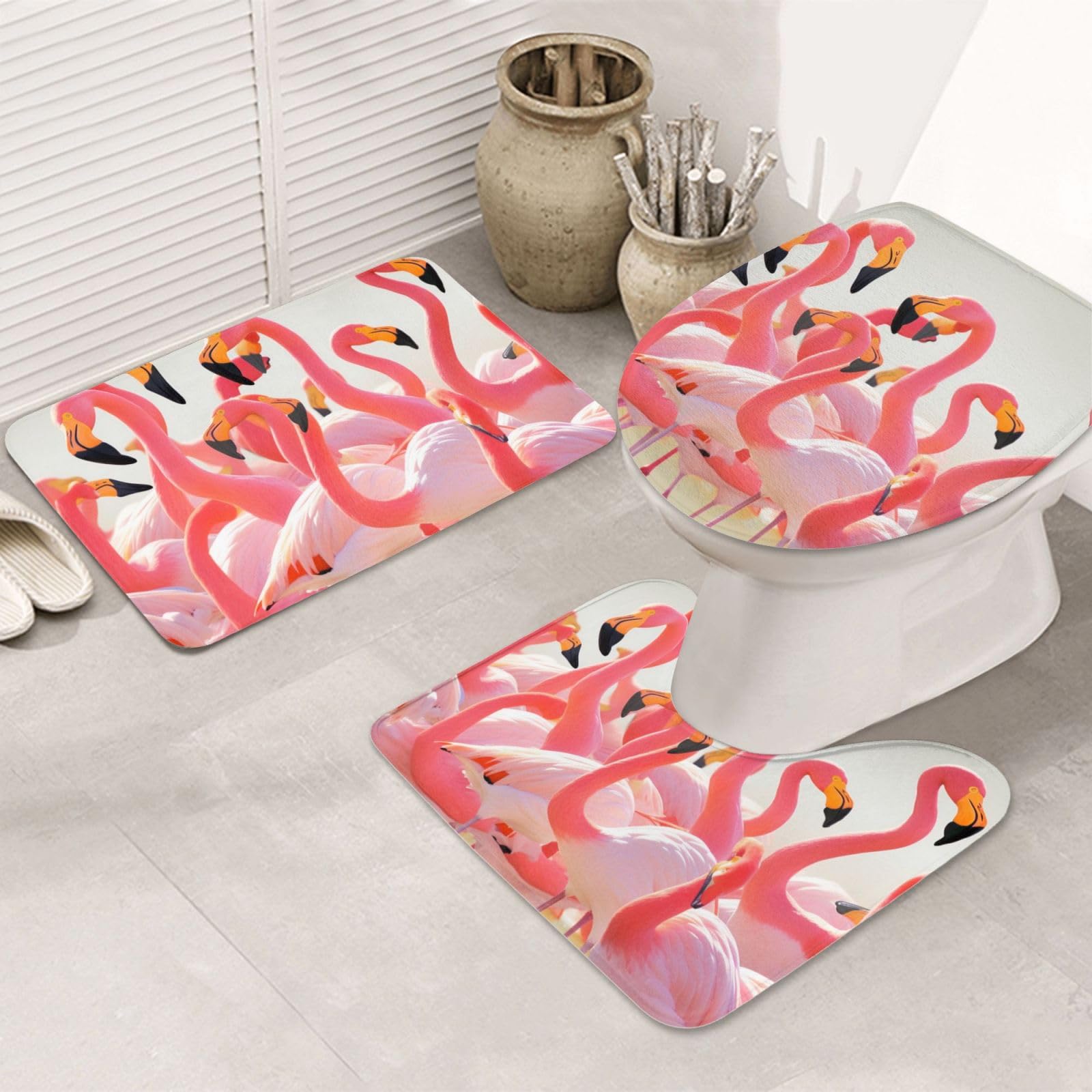 Tapis de bain antidérapants : finis les sols froids et humides, motif flamants roses