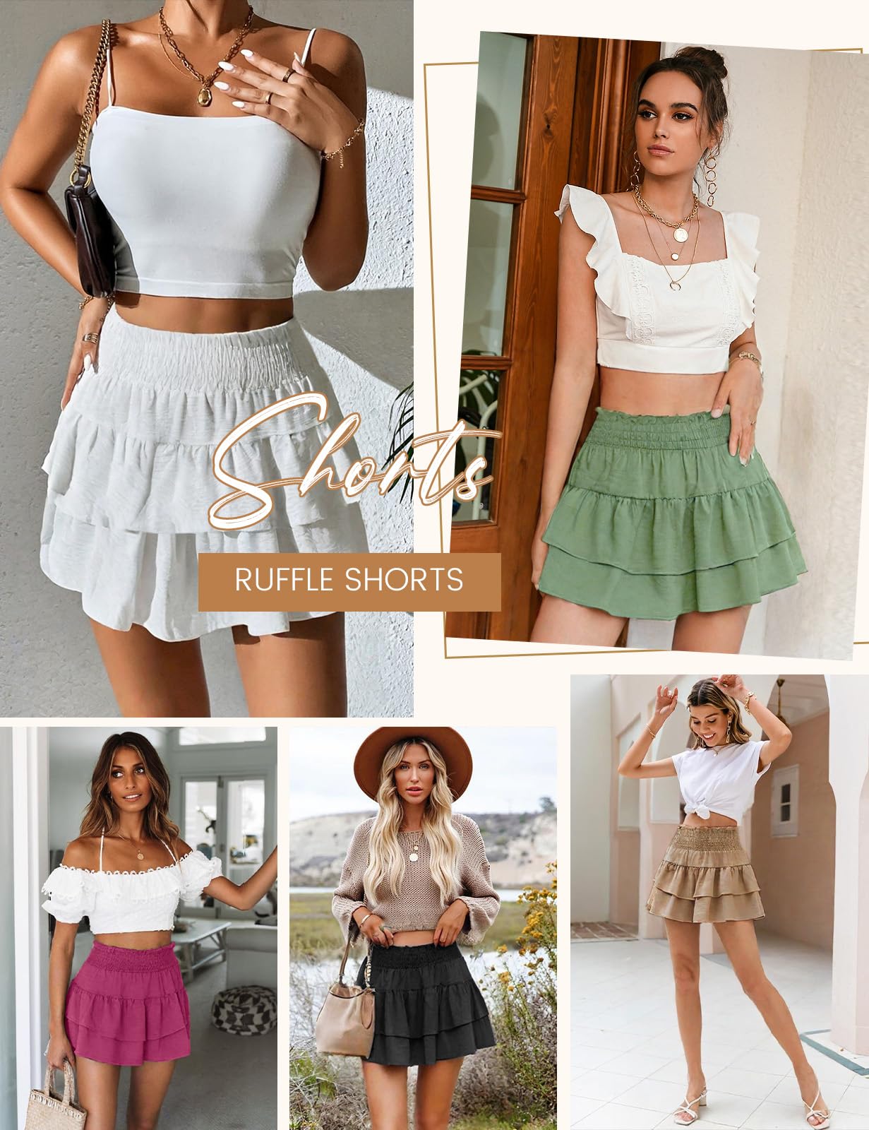 heekpek Pantalones Cortos Mujer Verano Ligeros Fluido Shorts Mujer Sueltos Cintura Alta Elástica Casual Falda Pantalon Playa Comodo Fresco Short con Forro