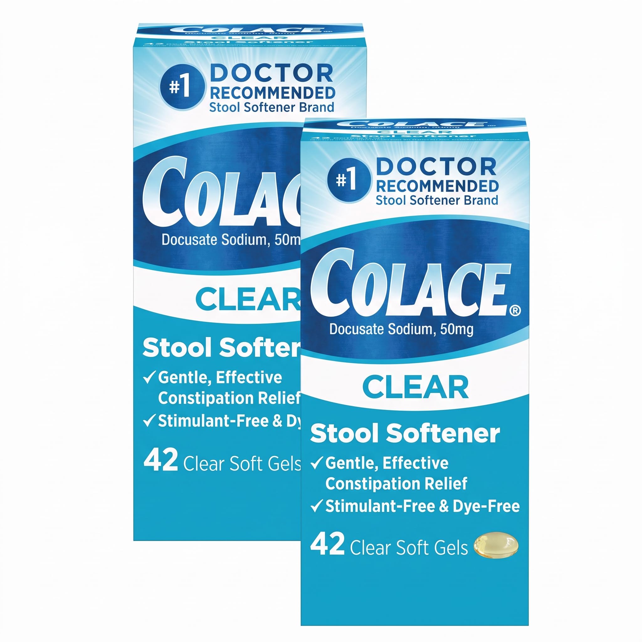 Colace Clear Stool Softener Soft Gel Capsules, Constipation Relief, 42 Ct — Amazon image 8