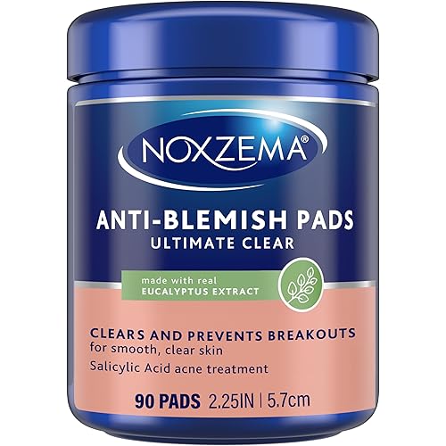 Noxzema Ultimate Clear Face Pads Clears & Prevents Acne Anti-Blemish Made with Over 60% Alcohol 90 Count