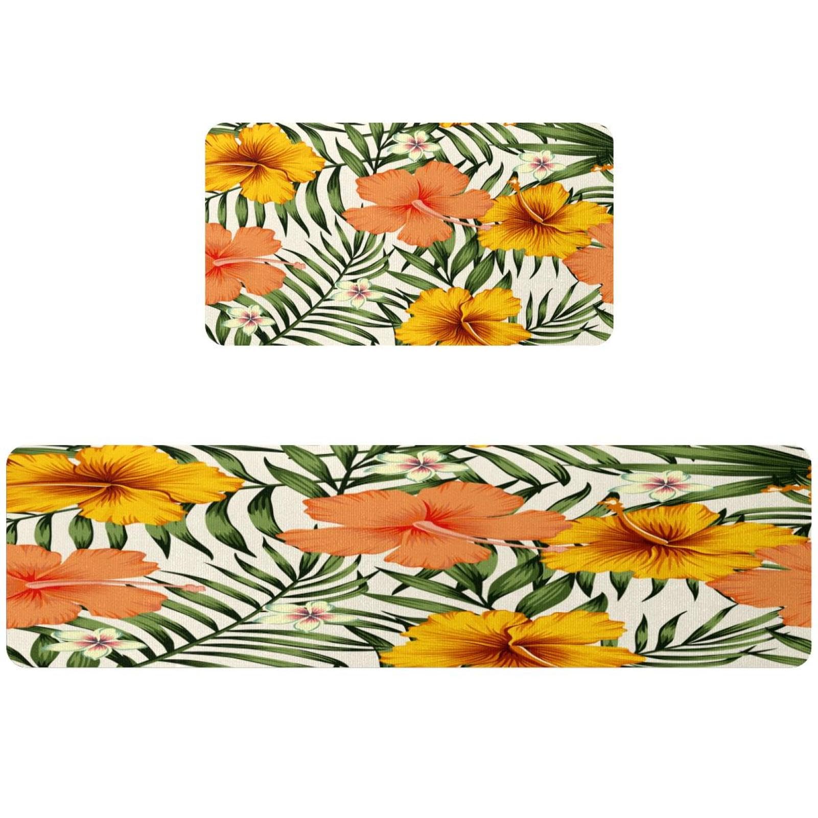 2 alfombrillas de cocina VAPOKF con hojas lavables y antideslizantes
