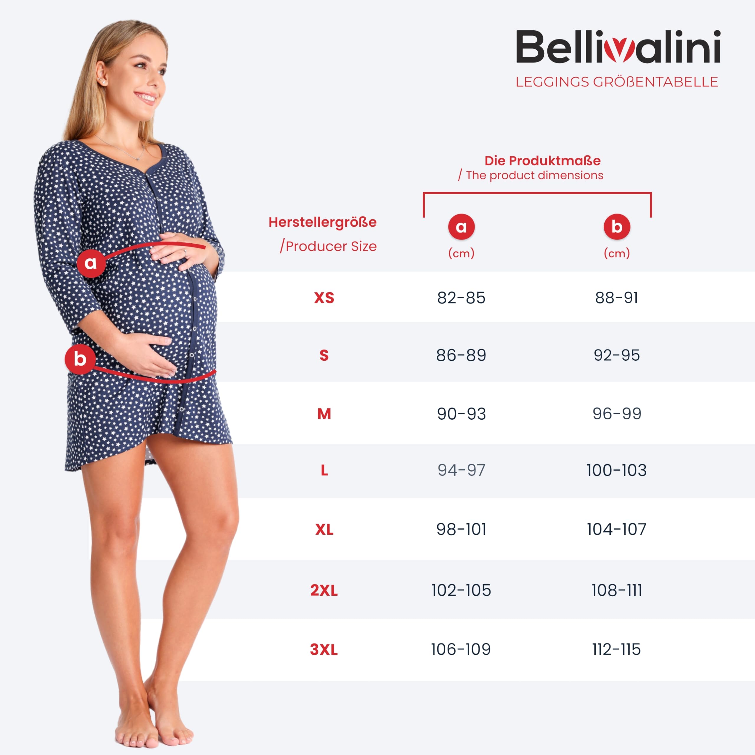 Bellivalini Chemise de Nuit Manches 3/4 Grossesse Allaitement Maternité Femme BLV50-115
