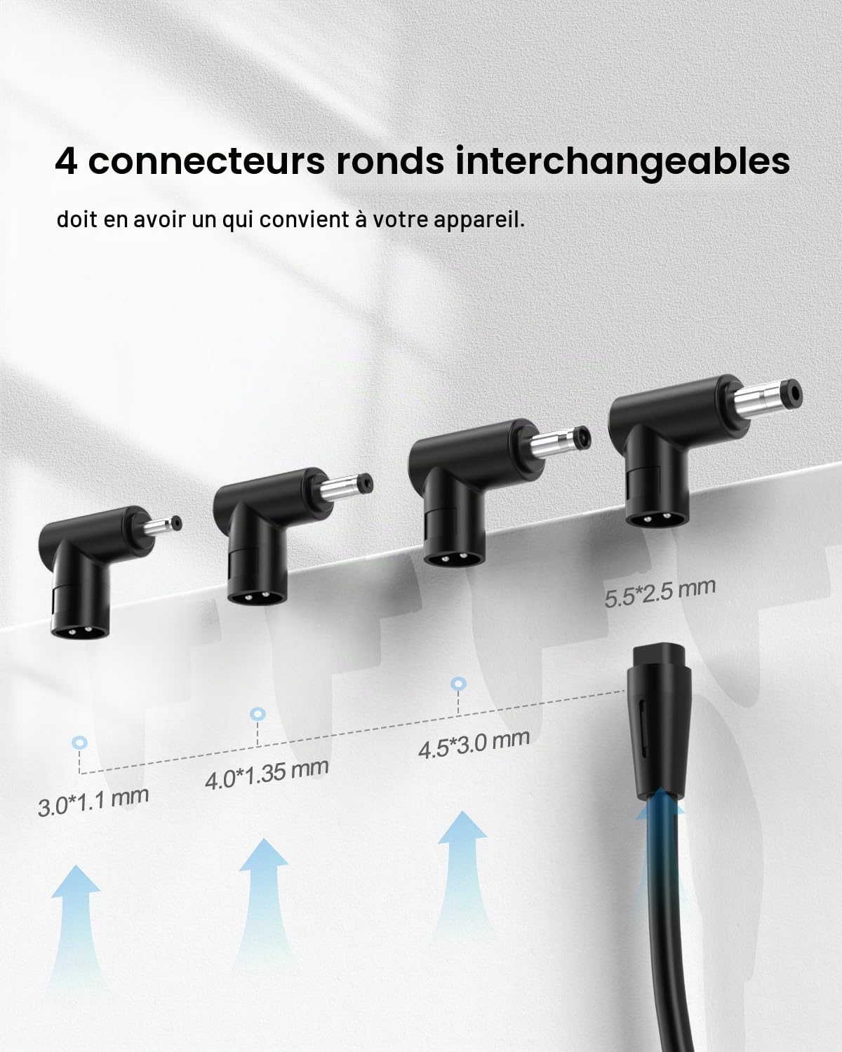 Superer Chargeur Compatible avec ASUS Ordinateur Portable, pour Vivobook, Zenbook, Expertbook, Chromebook Séries - Voyant de Marche, Câble d'alimentation Long, Connecteur Rond, 65 W/45 W/33 W