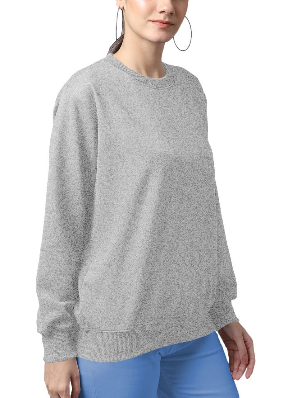 Women's Cotton Stretchable Round Neck Full Sleeve Regular Fit Sweatshirt Winter Wear Pullover Tshirt Men| Women| Girls and Boys L322 7800 (28_Grey)-picture-25