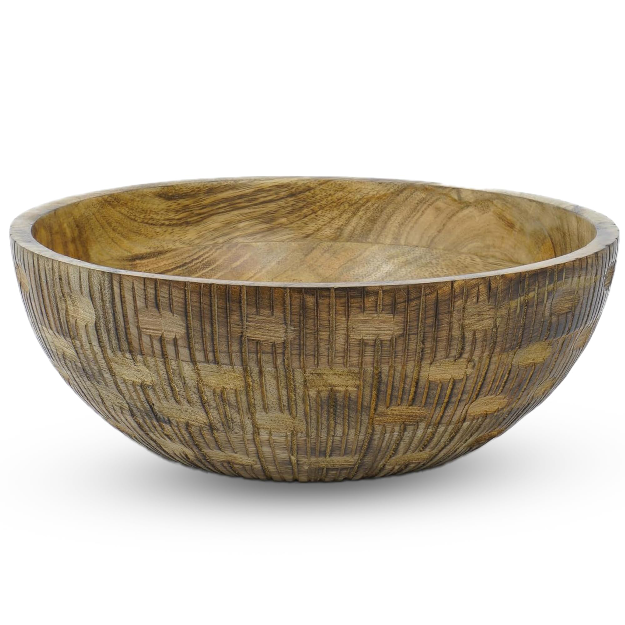 Mela Artisans 12'' Wooden Fruit Bowl, Large Serving Bowl for Salads, Cereals, Snacks & Mixing | Decorative Bowls for Kitchen | Zoji Valley Collection
