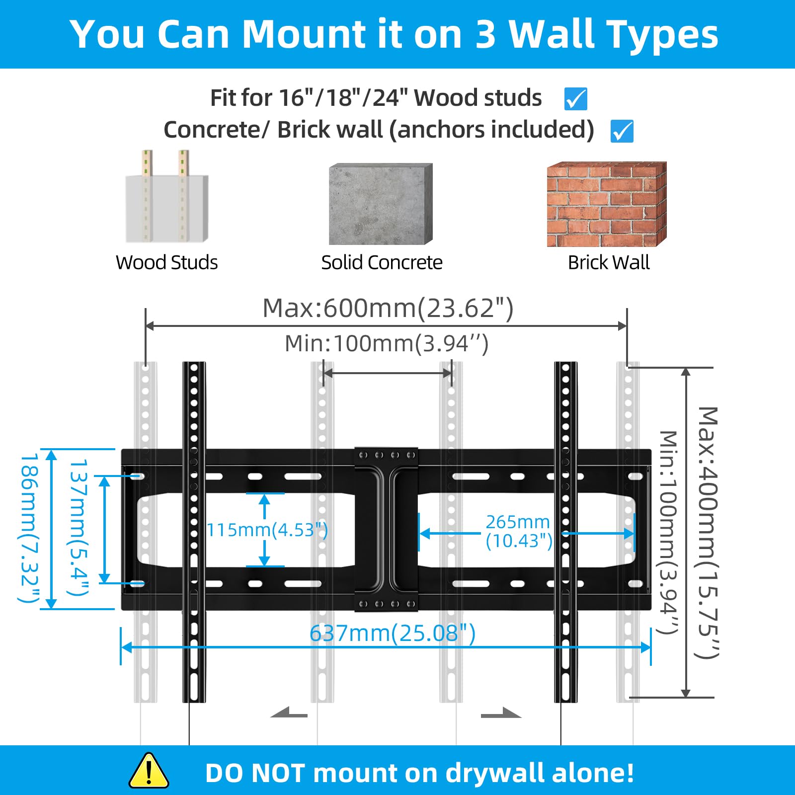 HOME VISION Heavy Duty Fixed TV Wall Mount for 32-86 Inch Flat Screen — Amazon image 4