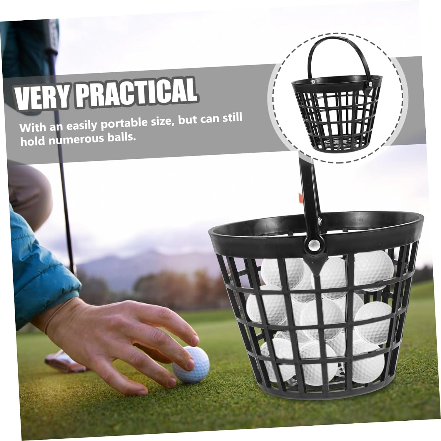 Portable Golf Ball Storage Basket, Plastic Bucket for 25 Balls image 2