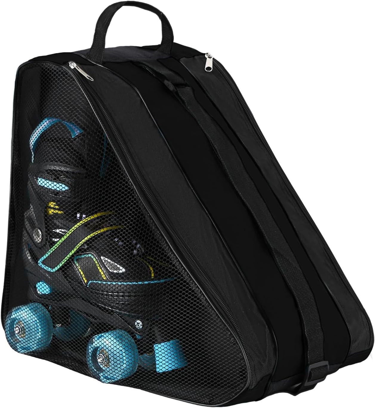 SAVIAURA Roller Inline Skate Sports Bag - Breathable Mesh Panel, 3 Compartments, Easy Carry Handle for Skating Gear (Black)-picture-32