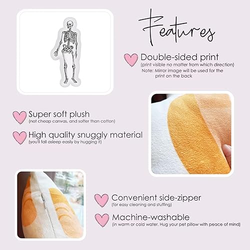 Miniatura 3 de Almohadas decorativas con forma de esqueleto, bonita decoración de habitación y cojín de sofá de sala de estar, 12 pulgadas