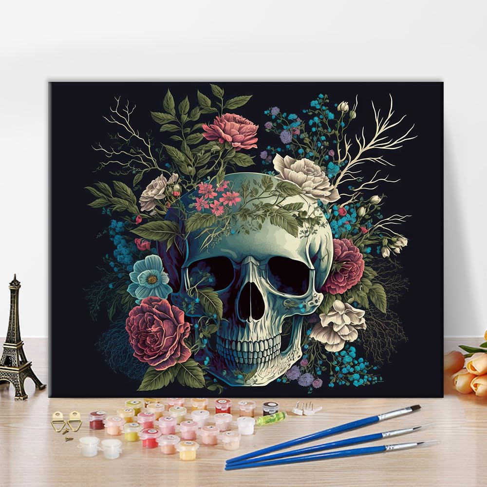 TUMOVO Skull Paint By Number, Colorful Skeleton Detective