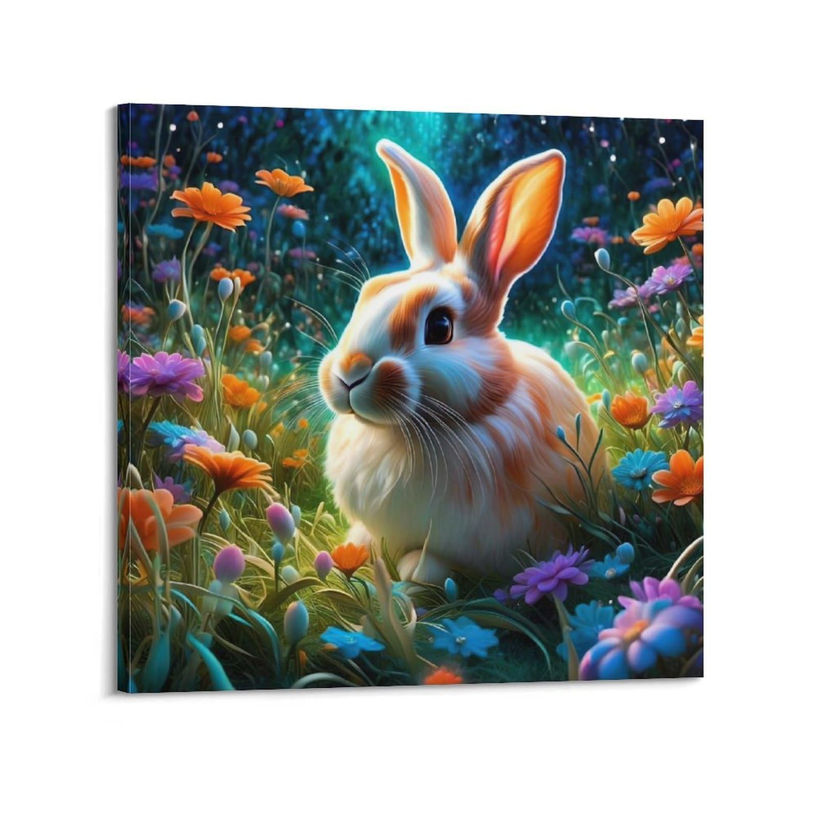 WPHSFX Animal Poster Bunny in The Bush Poster Decorative Painting Canvas Wall Posters And Art Picture Print Modern Family Bedroom Decor Posters 16x16inch(40x40cm)