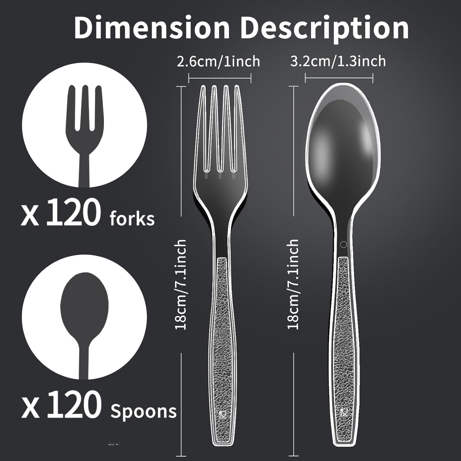 Extra Heavy Duty Plastic Forks and Spoons, 60 Forks and 60 Spoons, Heat
