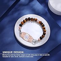 Vista 4 de Pulseras de alerta médica para mujeres y hombres, pulsera de identificación médica personalizada, 7 chakras con cuentas de emergencia, pulsera