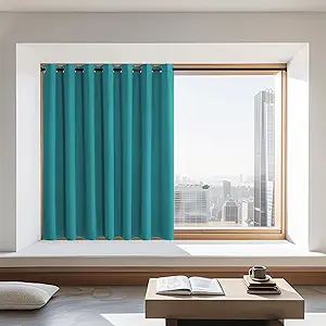 NICETOWN Blackout Curtains 72 inches Long, Grommet Privacy Window Treatment Thermal Insulated Room Darkening Sliding Glass Door Drape for Bedroom Living Room, 1 Panel, W100 x L72, Peacock Teal