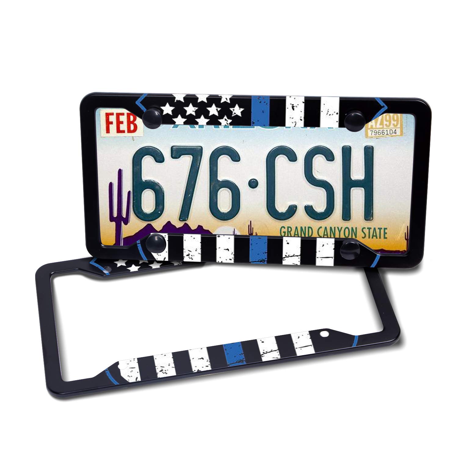 新品 California カリフォルニア ライセンスフレーム ナンバープレート 日本サイズ ... 細いブルーラインナンバープレートフレーム 黒 アメリカ国旗 ナンバープレートフレーム 装飾カータグフレーム アルミニウムメタルナンバ