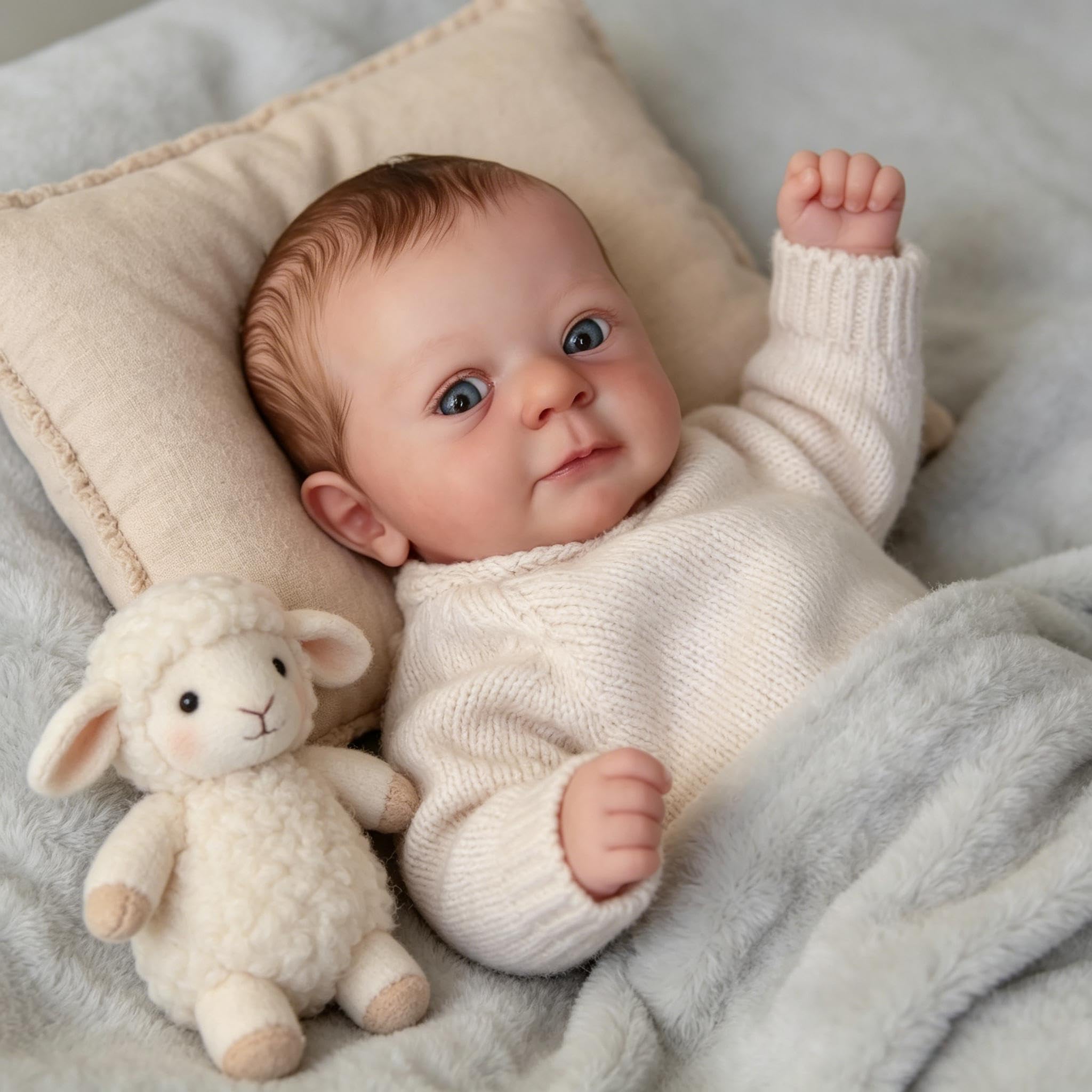 RXDOLL Prawdziwe lalki dla niemowląt, winylowe, na całe ciało, 45 cm, realistyczne, anatomicznie poprawne, dla chłopca, miękki silikon, lalka dla noworodków, z akcesoriami do karmienia, dla dzieci od