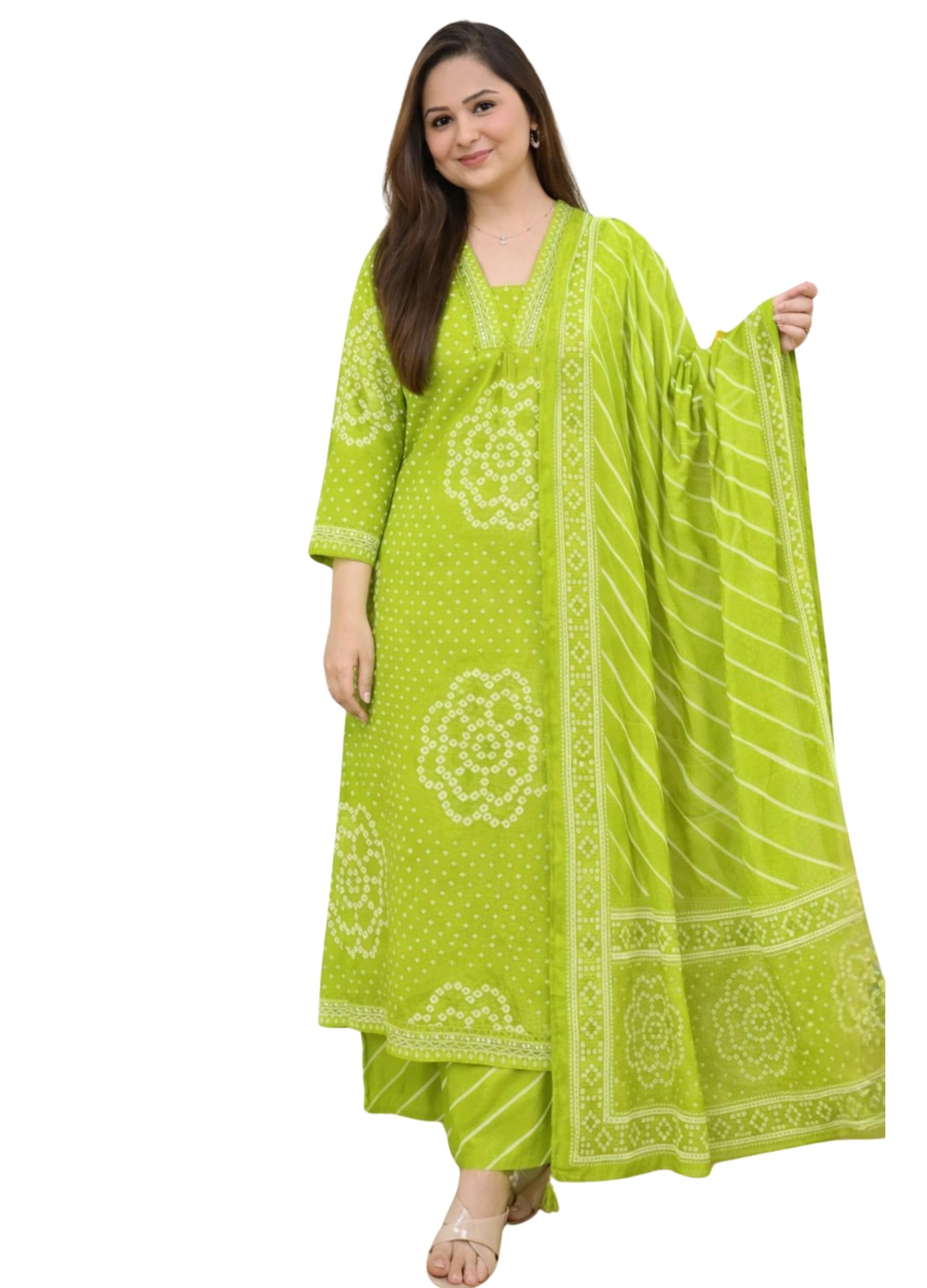 vnyashri Women's Printed and Embroidered Kurta Set with Dupatta, Orange Ethnic Straight Fit Suit Set-picture-50