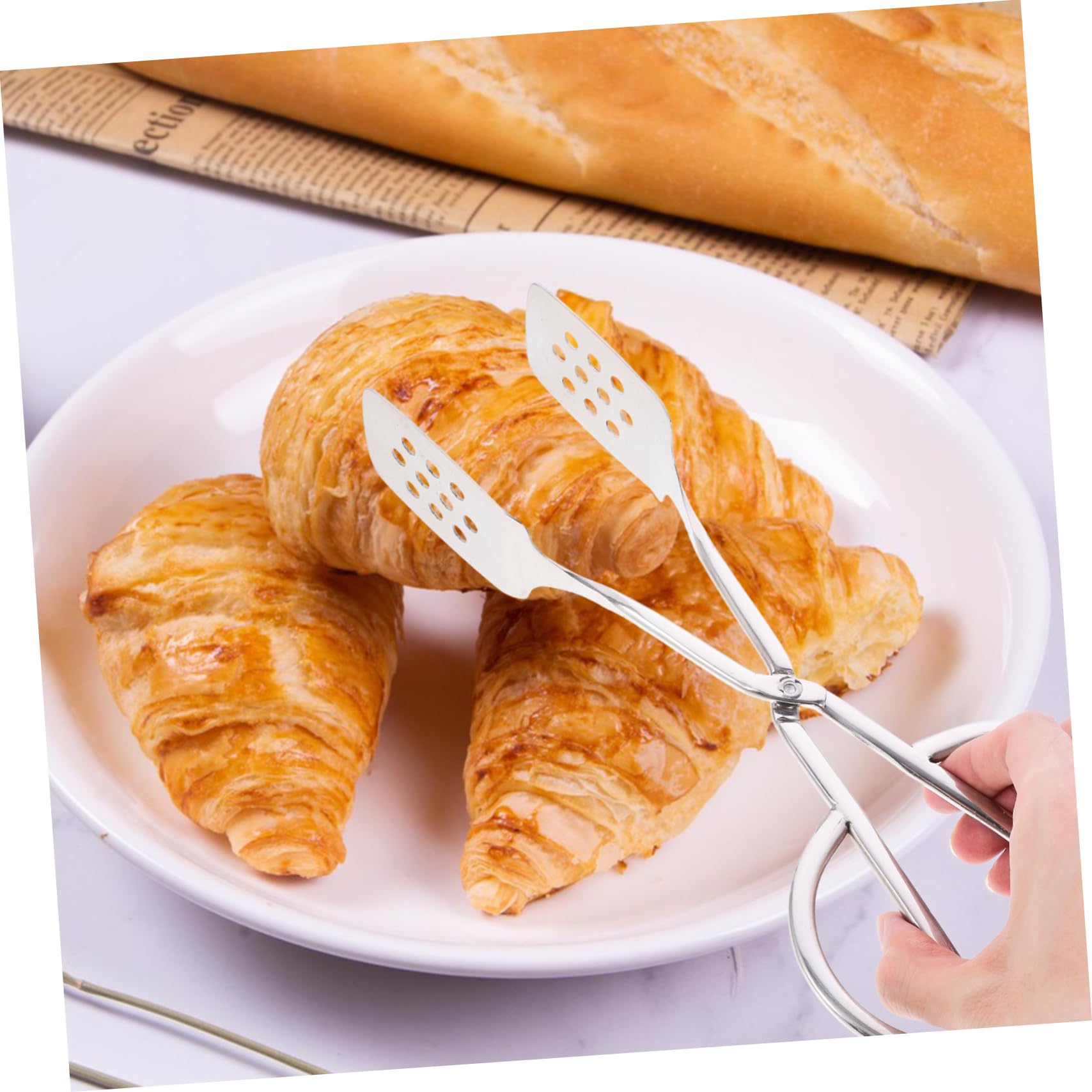 Alipis 2 Pinze da Cucina a Forbice in Acciaio Inox, Pinza per Pane e Insalata Presa Stabile e Antiscivolo, per Buffet e Riunioni Familiari
