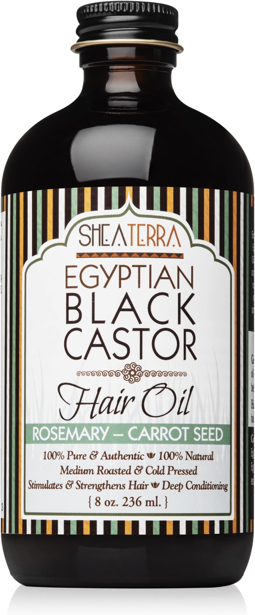 Shea Terra Organics 100 Percent Pure Egyptian Black Castor Extra Virgin Oil – Rosemary Carrot Seed| All-Natural Strengthening and Conditioning Hair Oil for Healthy Hair Growth and Scalp– 8 oz