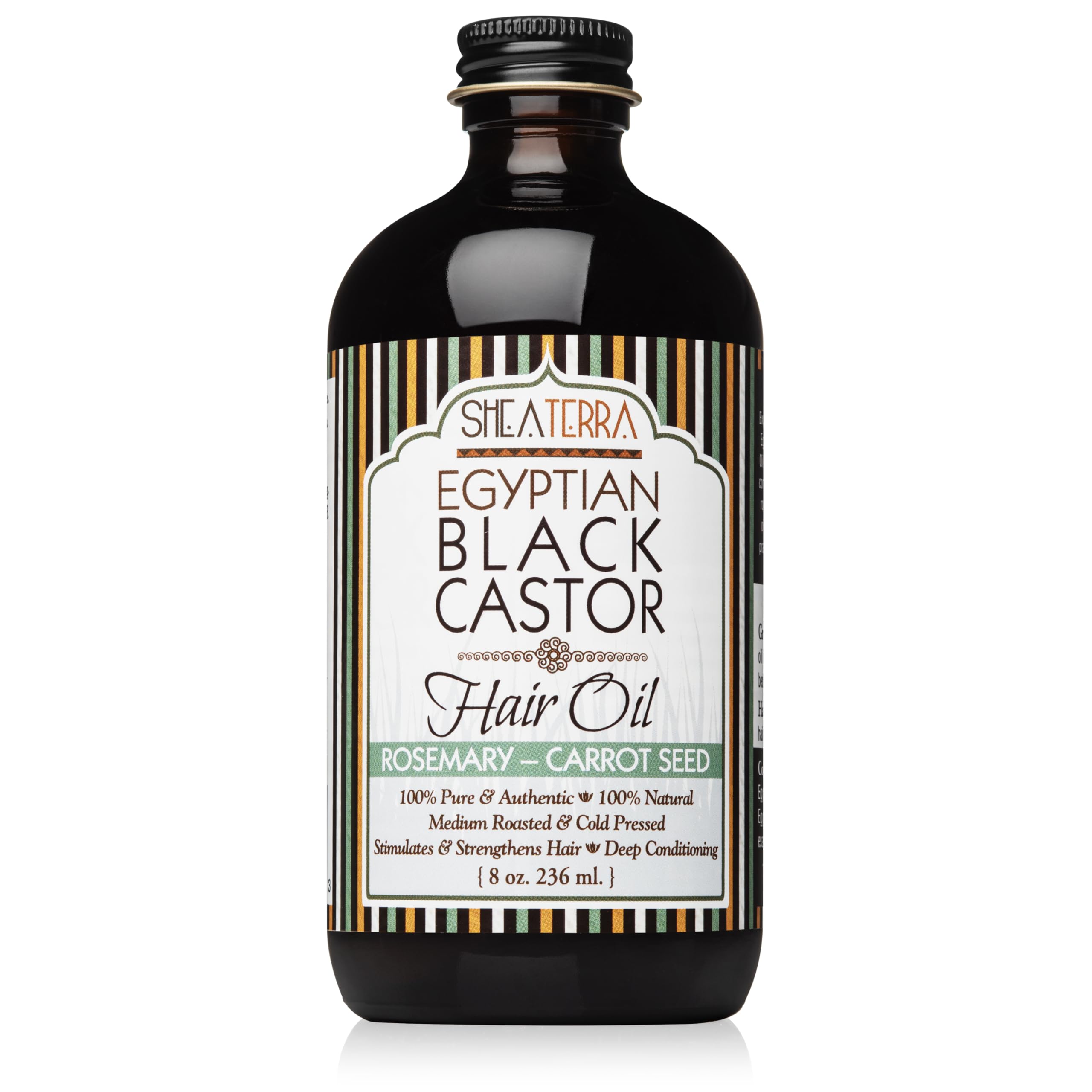 Shea Terra Organics 100 Percent Pure Egyptian Black Castor Extra Virgin Oil – Rosemary Carrot Seed| All-Natural Strengthening and Conditioning Hair