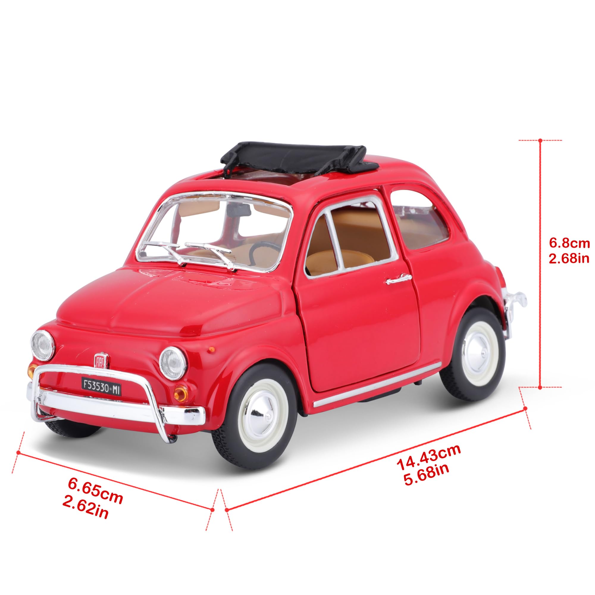 BBURAGO Fiat 500L 1968 Modellino Auto Scala 1:21 Licenza Ufficiale Fiat 3+