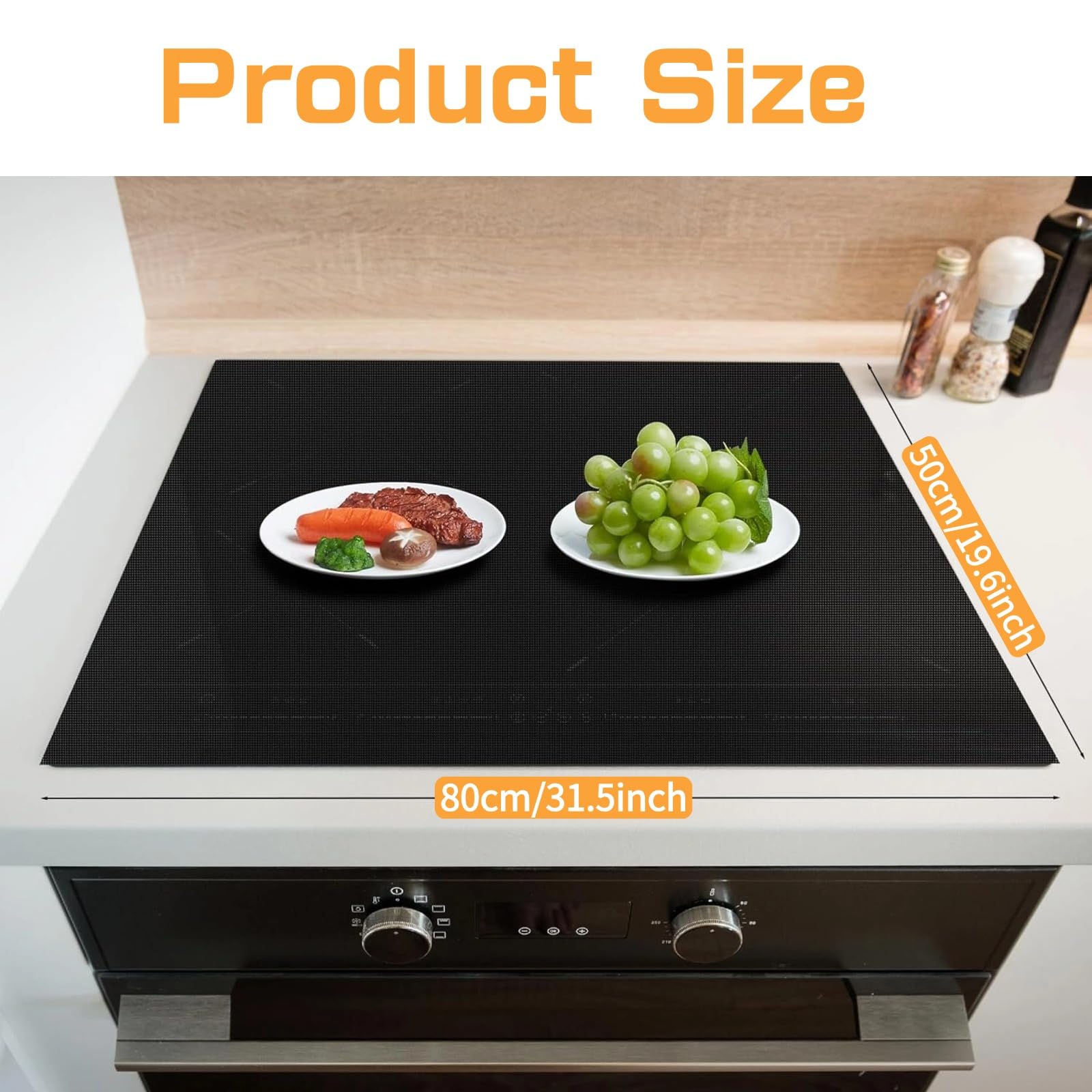 Induktionskochfeld Schutzmatte 80x50cm, Große Silikon Herdabdeckung | Induktionsfeld Kochfeld Abdeckung, Hitzebeständige Induktion Schutzmatte Rutschfest Waschbar für Induktionsherd Ceranfeld