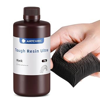 ANYCUBIC Ultra Tough Resin, 3D Printer Resin with Strong Impact Resistance and High Flexibility, Suitable for Direct Use or as an Additive, Wide Compatible for LCD Resin 3D Printers Black, 1kg