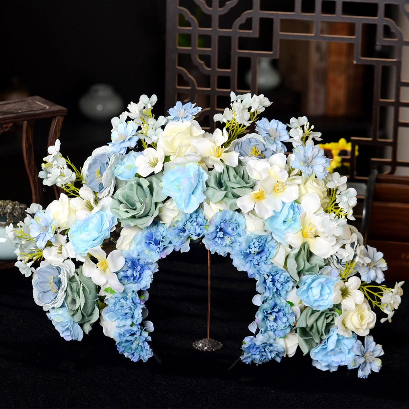 Doppelseitiges Blumen-Stirnband, Mexika-Rose, Blumenkrone, Haarband, modisch, für Damen, Braut, Haarschmuck, Brautgirlanden