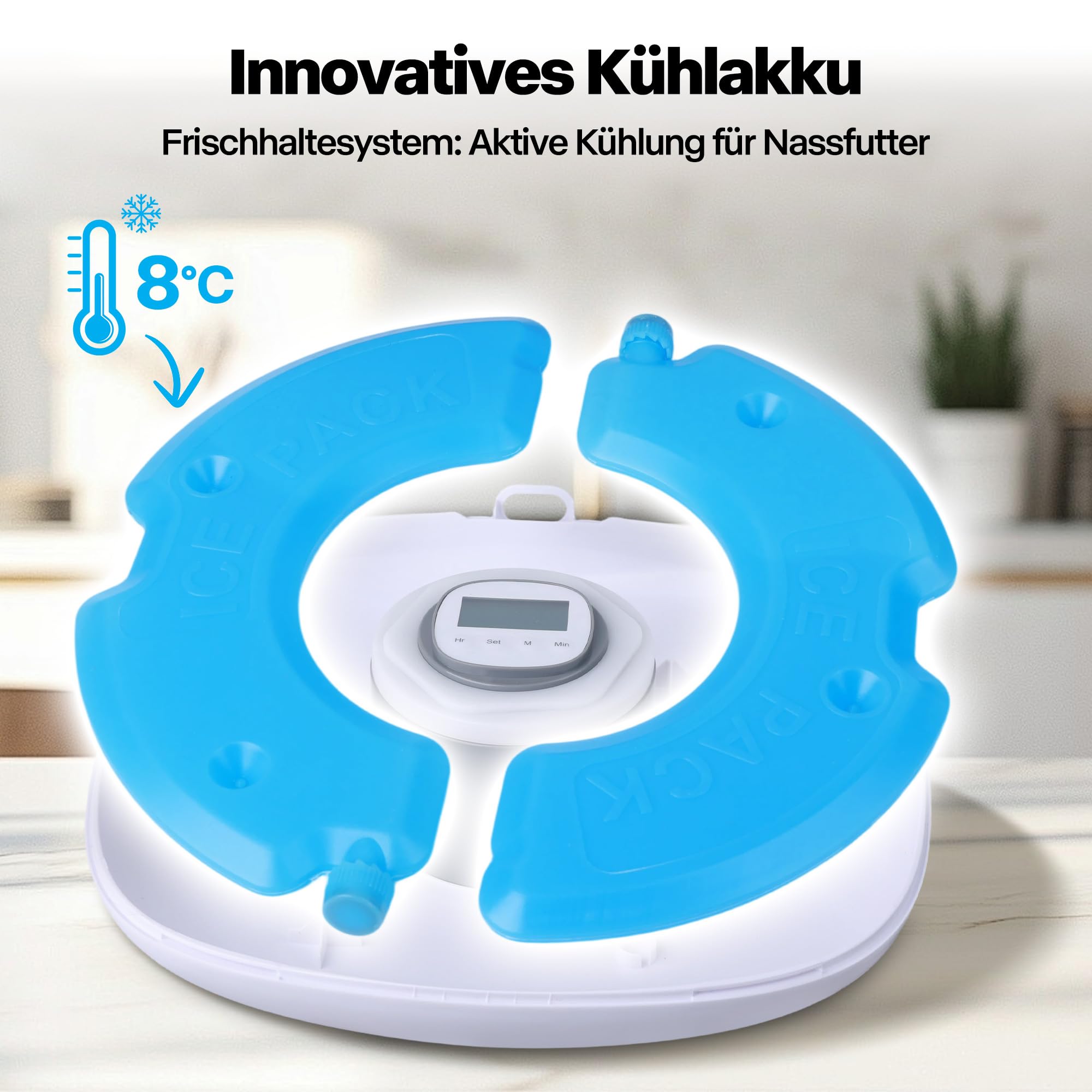 Pet Prime Automatischer Futterautomat für Katzen und Hunde, 6 Mahlzeiten, Digitaler Timer, 2 Kühlakkus, 1-4 Tage Frischehaltung, Intelligenter automatischer Feeder (Ersatz Kühlpads-Set)