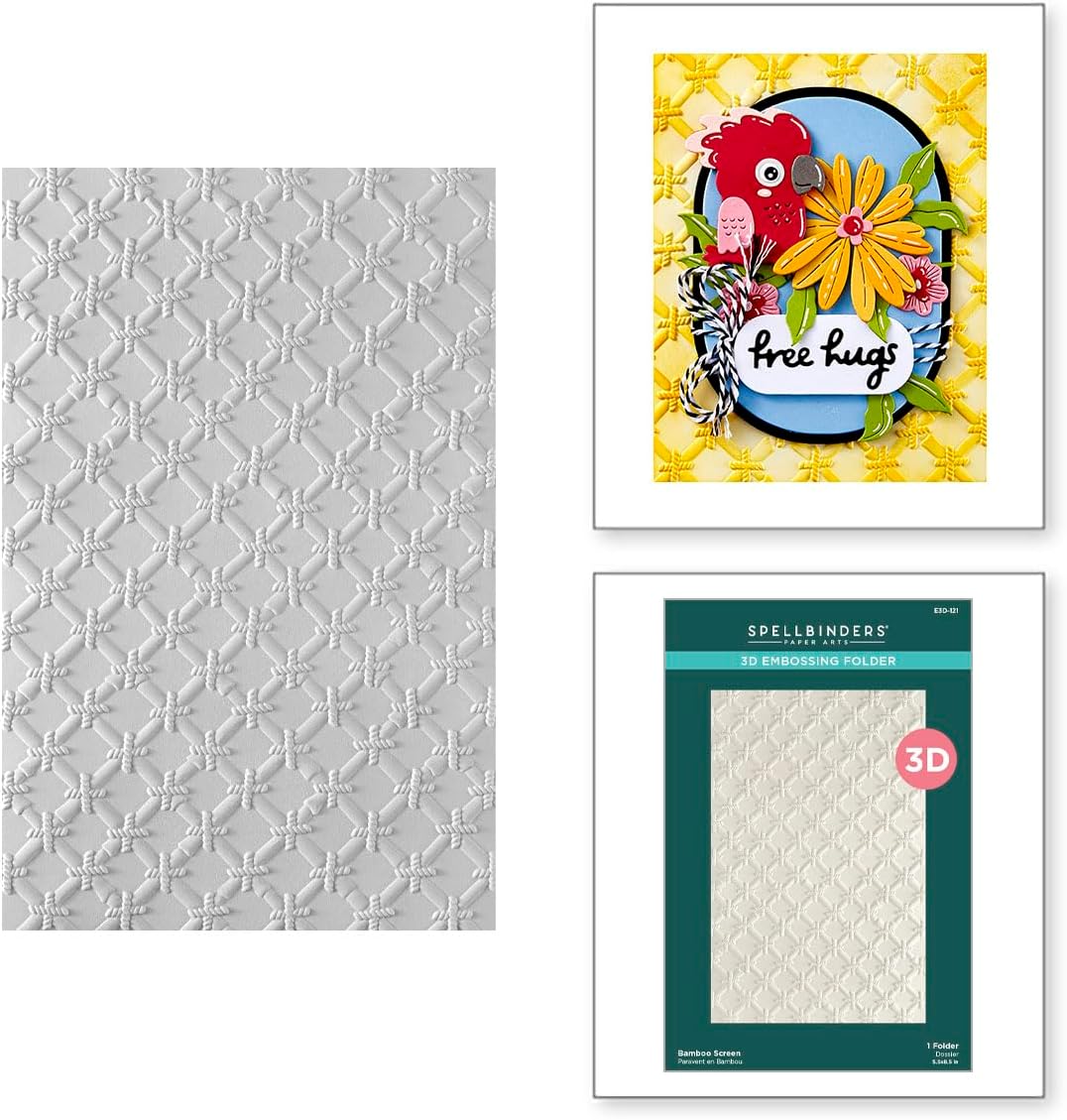 Spellbinders E3D-121 Bamboo Screen 3D Embossing Folder from The Cheerful Chirps Collection