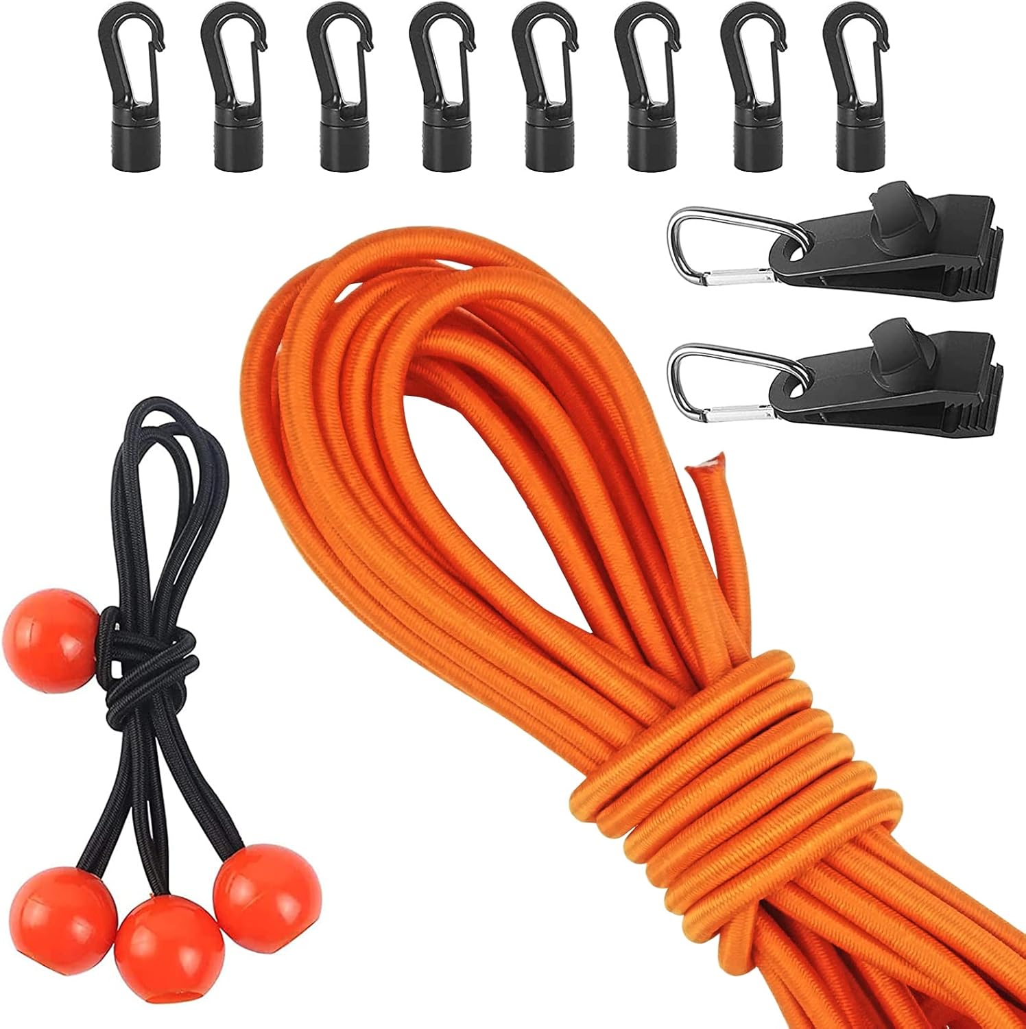 1/4" Bungee Shock Cord, 20ft Elastic Nylon Cords Kayak Stretch String