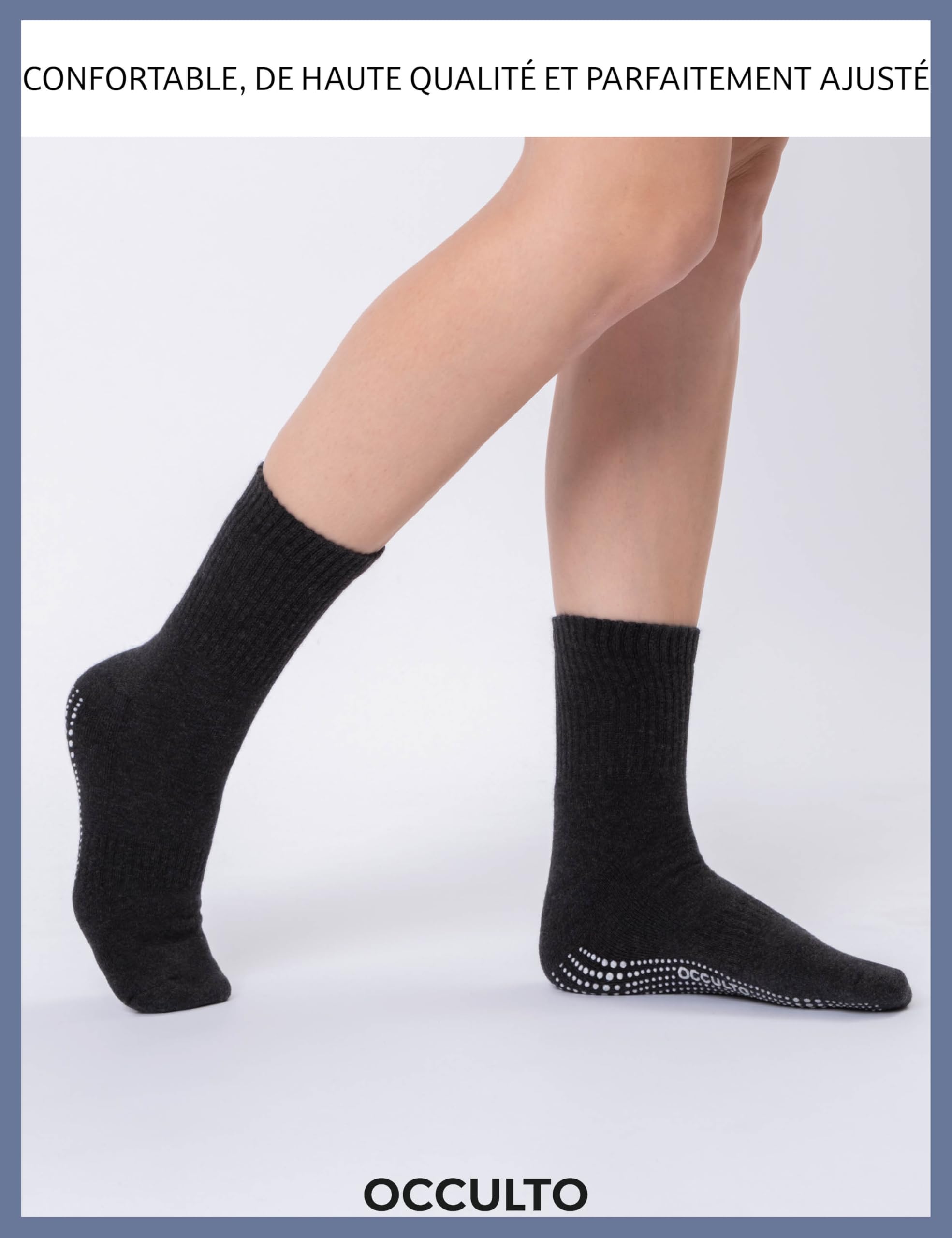 Occulto chaussettes antidérapantes femmes 80% coton 2-4 Paires (modèle: Madeleine)