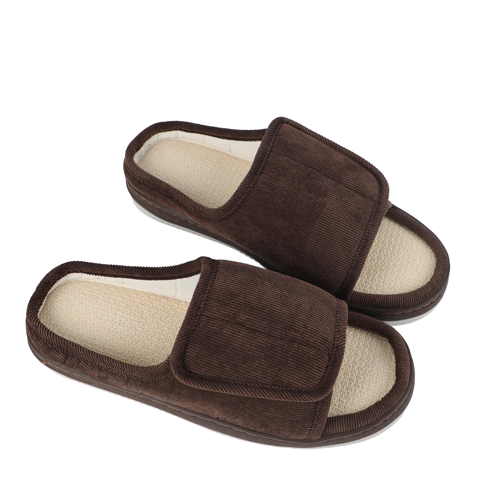 TINAYAUE Elderly Diabetic Sandals for Men Women Wide Fit Slippers Non Slip Open Toe Diabetic Edema Swollen Feet Slippers Post-op Surgical Shoes Indoor