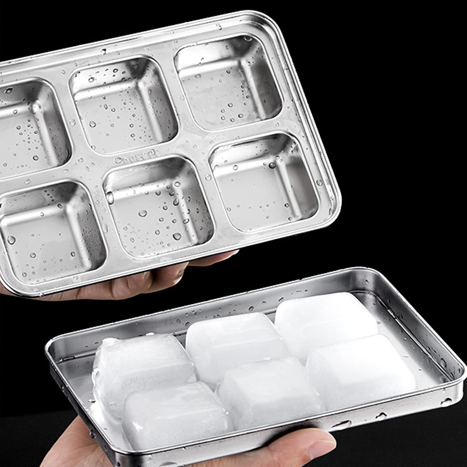 IJsblokjesvorm, stapelbaar met deksel, 6 vakken, groot, herbruikbare roestvrijstalen ijsblokjesvorm, BPA-vrij, ijsblokjesbox voor cocktail, whisky, babypap, wijn (2 stuks IJsblokjesvorm, stapelbaar met deksel, 6 vakken, groot, herbruikbare roestvrijstalen ijsblokjesvorm, BPA-vrij, ijsblokjesbox voor cocktail, whisky, babypap, wijn (2 stuks