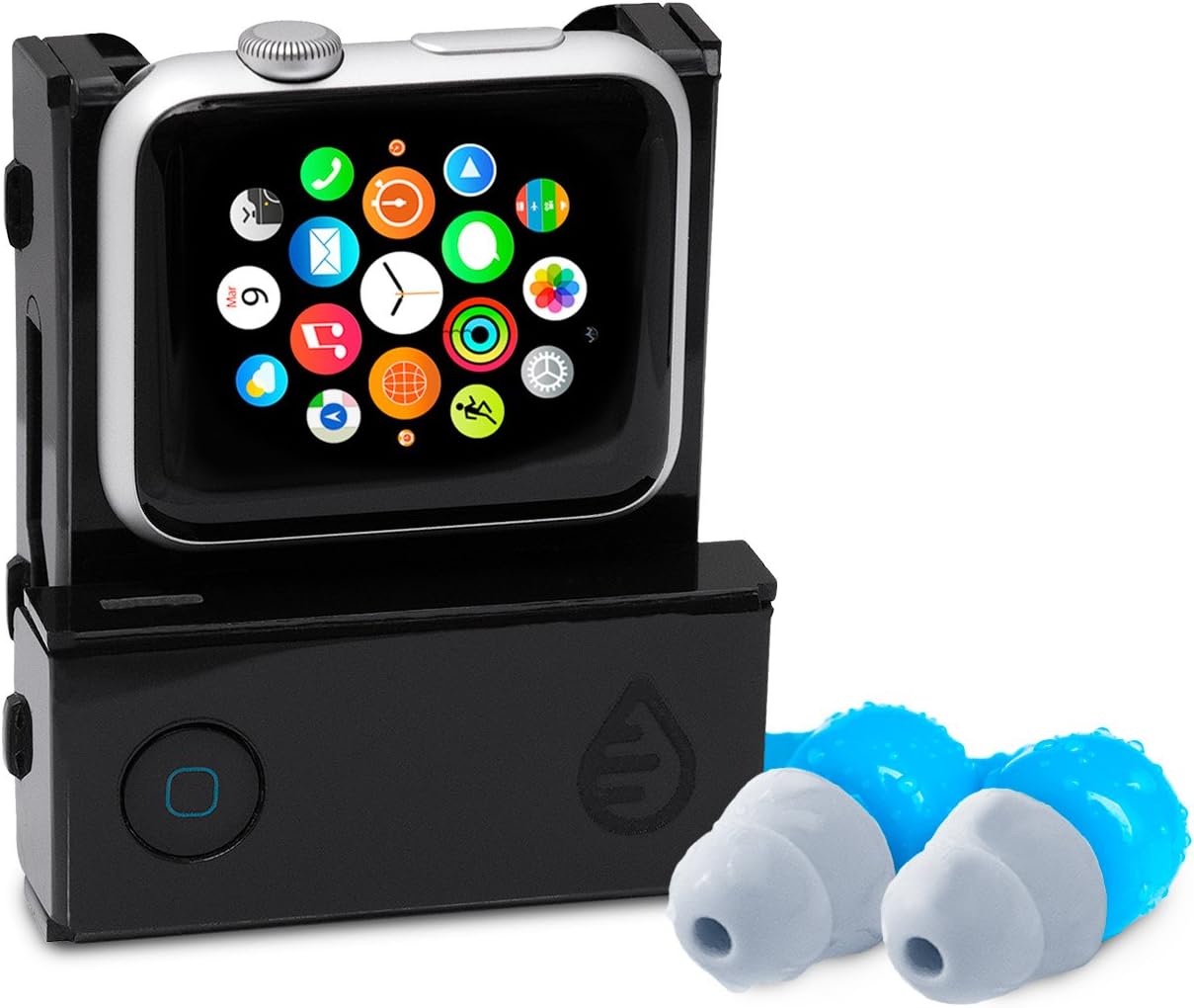 Waterfi Apple Watch Music Swim Kit - Listen to Music from Your Apple Watch While Swimming - Bluetooth Enabled Clip and Waterproof Short Cord Headphones (38mm)
