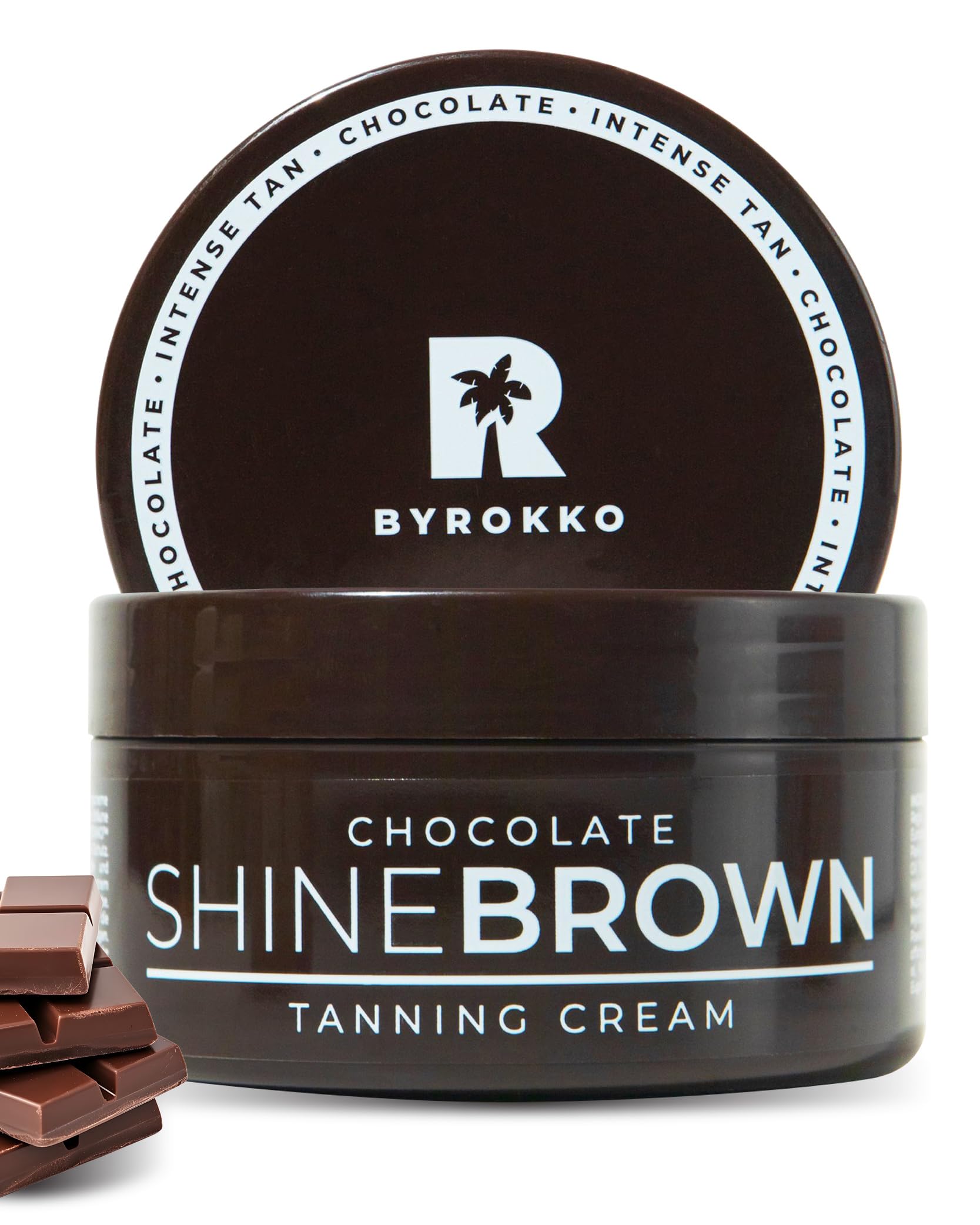 BYROKKO Shine Brown Chocolate Tan Accelerator Cream 6.8 Fl Oz, Outdoor Sun or Indoor Tanning Oil or Tanning Bed Lotion, Fast Bronzer with Premium Natural Ingredients for Deep, Long-Lasting Glow