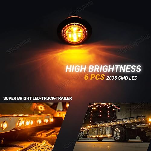 Miniatura 6 de TMH Luces indicadoras de marcador lateral ámbar de 1-14 pulgadas, redondas, 6 luces LED de bala transparente para camión, autobús, caravana,