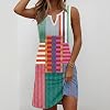 Vestido de Verano Casual Mini con Escote en V y Sin Mangas, Estilo Degradado Arcoíris y Brillante para Mujer 7